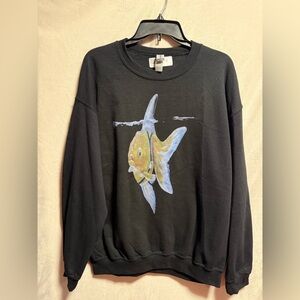 Black Sweatshirt with Colorful Fish Design